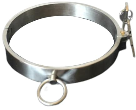 ZTHBYSB Edelstahl Bondage Kragen, BDSM Abschließbar Sklaven Halsband O-Ring Höhe 2.2 cm Metall Halsbänder/Halsfessel Restraint Spiel Fetisch Erwachsene Erotik Sexspielzeuge für Paare,Silber,Frauen