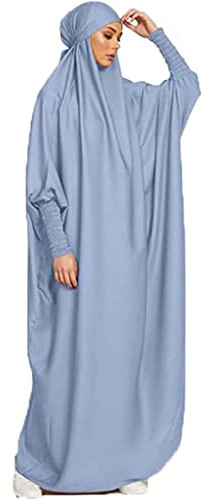 Renholin Muslimisches Gebetskleid für Frauen - Ein Stück Abaya Islamischer Naher Osten Dubai Türkei Maxi Kaftan Mit Hijab - Volle Abdeckung