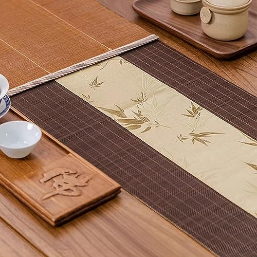 MiXia Runner Runner da Tavola Intrecciato in bambù Marrone per Tavolo da tè in Legno, Tappetino da Pranzo Resistente al Calore per Cucina Domestica ， Stile Giapponese(Size:30×250cm)