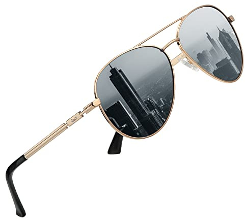 DUCO Lunettes de soleil pour homme - Lunettes de soleil polarisées pour homme et femme - Cadre en métal rétro - Unisexe - Aviateur UV400 - Miroir - Pilote 3025K, 59 (XL)