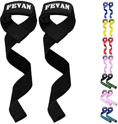 FEVAN Band Gym, tyngdlyftning, remmar tyngdlyftning, kraftlyftning, gymgrepp, dödvikt - lyftremmar - kvinnor och män (svart)