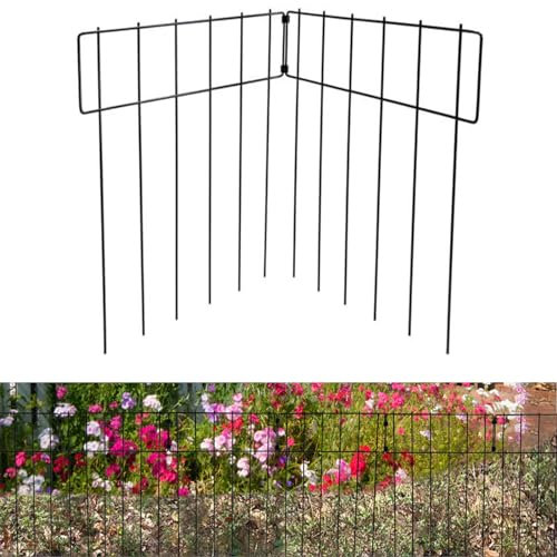 10pcs Metal Garden Fence Panels - Animal Barrier Fencing for Dog Chicken, 42cm (H) x 33cm (L) Decorative Outdoor, No Dig Barrier for Landscape Patio Yard