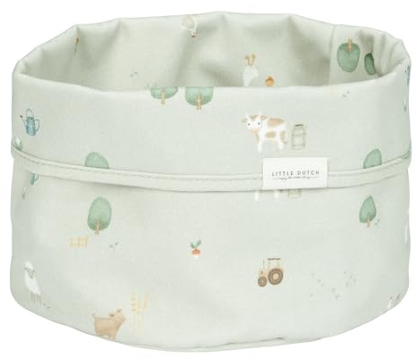 Little Dutch Wickeltischkörbchen Körbchen Korb Utensilo Organizer für den Wickeltisch Baby Rund grün - Little Farm