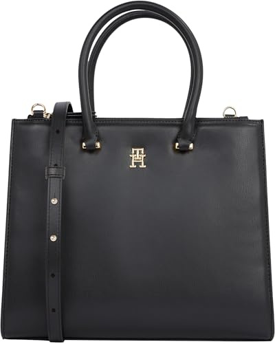 Tommy Hilfiger Damen Tote Bag Tasche Eternity Med mit Reißverschluss, Schwarz (Black), Einheitsgröße
