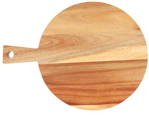 OUNONA Acacia Wood Cutting Board with Handle 15.75 Inch Round Wooden Chopping Board for Meat Cheese Vegetables Fruit and Home Baking