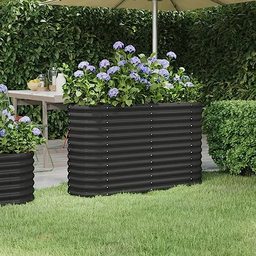 Tino Tech Jardín alto 114 x 40 x 68 cm, acero con recubrimiento en polvo, macetero para exteriores, macetero para plantas, bancal de cultivo, bancal de hierbas, huertos, jardineras, bancal de jardín,