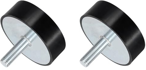 sourcing map Lot de 2 supports en caoutchouc filetés M12, isolateurs de vibrations, amortisseurs cylindriques avec goujons, 75 x 25 mm