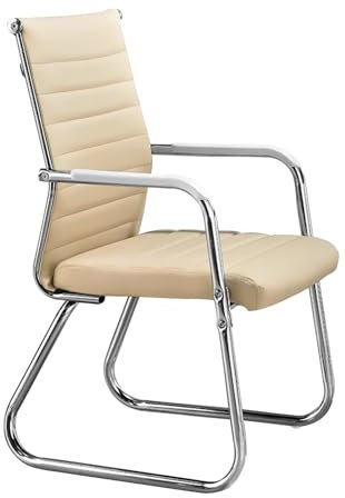 CLLXDZ Konferenzstuhl, Besucherstuhl aus PU-Leder mit Metallfuß, Stühle for Wartezimmer, Konferenzräume, Empfangsbereiche und mehr, stilvolles Design(Beige)