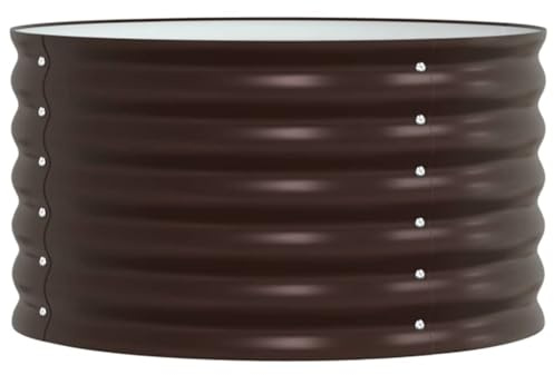 vidaXL Letto Rialzato Marrone 80 x 80 x 44 cm Acciaio | Struttura in acciaio zincato super resistente, Perfetta per ogni condizione esterna, Forma ovale chic e stilosa