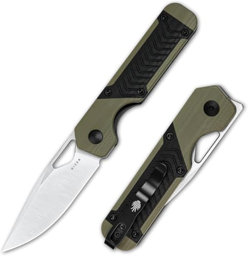 Kizer Mini Militaw Fickkniv för EDC, 7,16 cm Nitro V-blad Fällkniv, Svart & Grönt G10-handtag Liten EDC-kniv med Fickklämma, Camping- och Jaktkniv för Män och Kvinnor Present V3634SA6