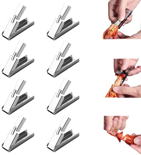 Crawfish Peeler Tool, Stainless Steel Crawfish Tail Peeler Tool, Crawfish Sheller Seafood Tool, Efficient Easily Peeling Shrimp Tails, Crawfish Tail Remover Tool for Kitchen Restaurant (8PCS)