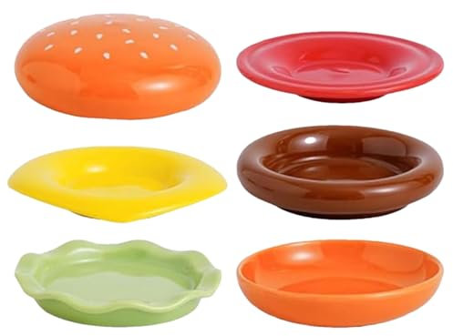 Teksome Bols et assiettes, ensembles de vaisselle - Plaques de sauce à trempage,En céramique petite cuisine de cuisine 6 couches mignonnes de table de desserts pour salades et sushis