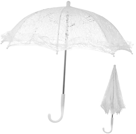 LIFKOME Regenschirm aus Spitze elegant umbrella partyhüte happening vila top Brautschirme für die Hochzeit rosafarbener Spitzenschirm weißer Sonnenschirme für Frauen Plastik