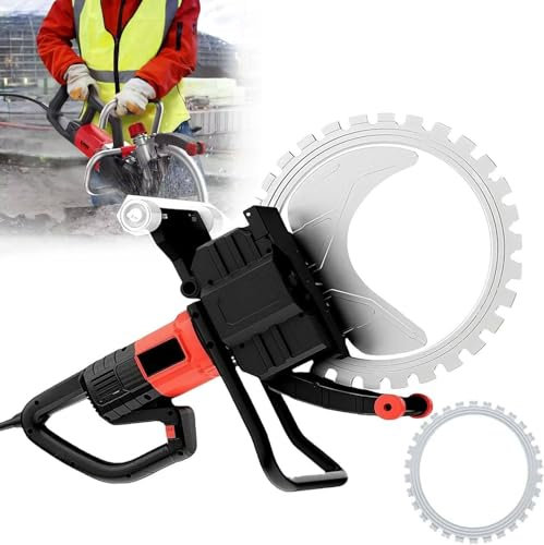 ZIXIAOS Sega Elettrica per Pannelli in Cemento, Motore Brushless da 8900 W, Potenza a Umido/Secco, Abbattimento Polvere, Sega per Scanalature su Pareti in Cemento.,30cmCutDpth
