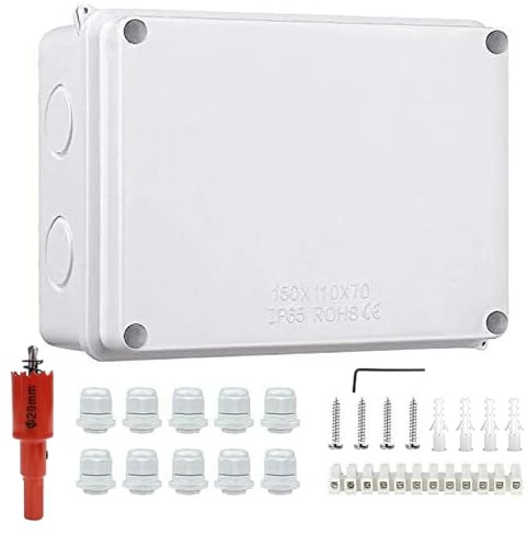 Abzweigdose wasserdicht IP65 Aufputz außen Verteilerdose - Garten Feuchtraum Aufputz, wasserdicht-Verbindungsdose, wasserdicht Junction Box Groß M20 für Ø6-12 mm Kabel Kabelabzweigkasten wasserdicht
