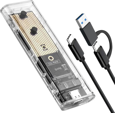 Carcasa M.2 NVMe SSD 10Gbps USB-C, Caja Externa para Disco Duro M.2 NVMe, Lector SSD 2230/2242/2260/2280 M-Key, Compatible con USB 3.1 Gen2 y UASP, Compatible con Windows, Mac OS, Linux y Android