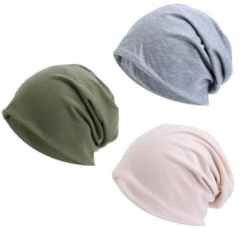 Lytonix 3 Stück Slouchy Beanie Mütze für Damen und Herren, Chemo-Kopfbedeckung Caps, Leichte Mütze Schlafmütze, Dünne und Leichte, DünneMütze Unisex Frühling Sommer und Herbst Winter