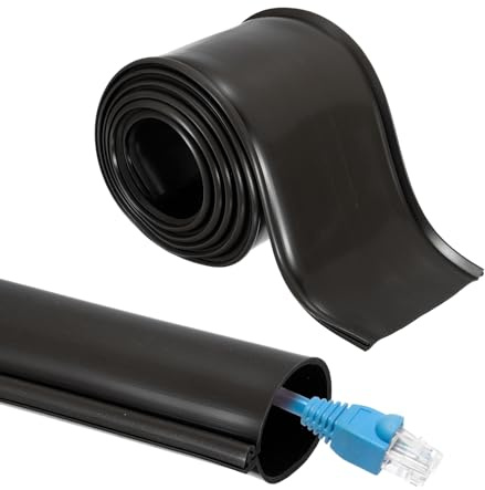 sourcing map 6.6ft Cable Management Sleeve, 1.6 Inch ID Flexible Cord Wires Hider Cover Insulation Snap-fit Protector for Substation, High-voltage Electrical Networks, Black