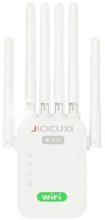 WLAN Verstärker, WLAN Repeater mit 6 Antennen, WiFi Repeater für 5.000 m² Abdeckung & 50 Geräte, LAN-Anschluss