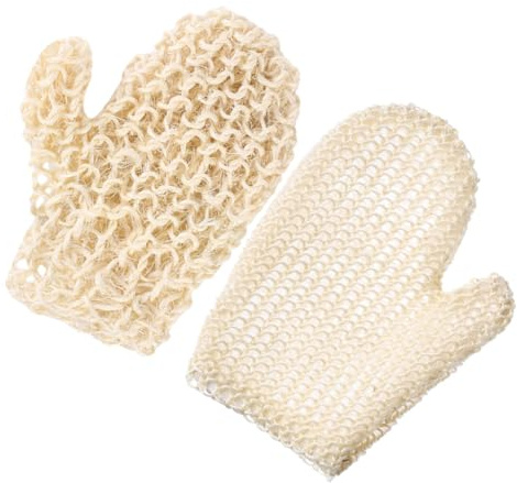 BIUDECO 2pcs Body Scrubbing Gloves Sisal Bath Mitts for Shower Use and Gentle Skin Exfoliation with Clean Design
