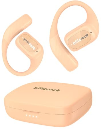 BlitzRock Open Ear Kopfhörer Kabellos Bluetooth 5.4 mit Ausgewogenem Sound, Weichem Ohrbügel, Kristallklaren Anrufen, App-Anpassung, IPX5 Wasserdicht, 30 Std Spielzeit, Sportkopfhörer, Rosa
