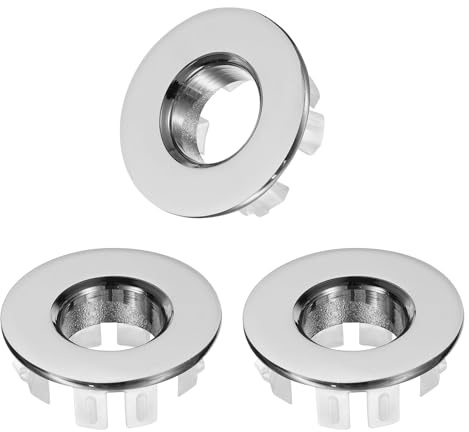 QUARKZMAN 3pcs Anneaux Pour Évier, Garniture De Lavabo Pour Salle De Bain Et Cuisine, Couvercle De Trou Ronde En Laiton Creux Pour Évier, Insert Pour Trou (Couleur Argentée)