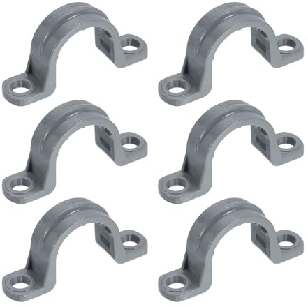 sourcing map Lot de 6 sangles de tuyau en PVC de 1,27 cm, colliers de serrage en plastique à double trou en forme de U avec nervures antidérapantes pour fixation de tuyau, tube, câble (gris)