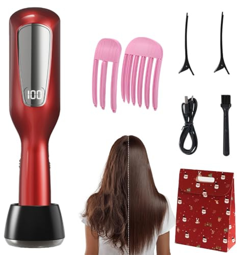 2 En 1 Coupe Fourche Cheveux,Appareil D'éLimination Des Fourches Avec Affichage Led,Rechargeable Par Usb Coupe Fourche Cheveux éLimine Les Pointes Fourchues Et Les Cheveux AbîMéS (Rouge)