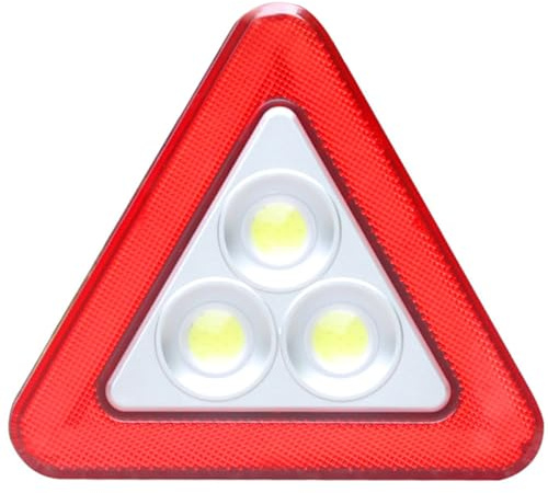 SILENRADAWN Triángulo de Advertencia Portátil Luces LED Rojas para Emergencia en Carretera, Señal de Seguridad para Coches y Remolques, Plástico Resistente y Fácil de Usar