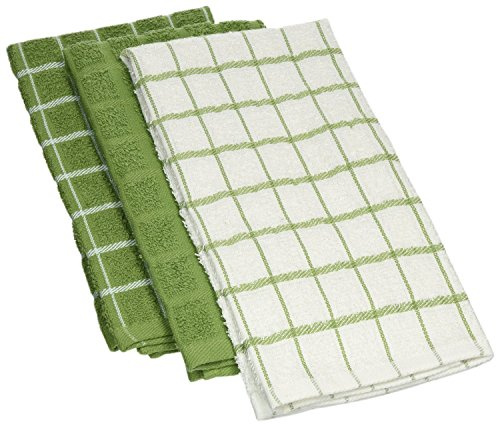Ritz Plato de 100% algodón Rizado, Verde Cactus, Paquete de 3 Toallas de Cocina