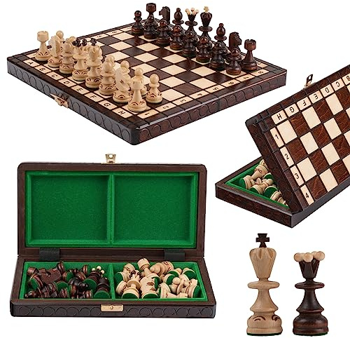 Handgefertigt Schachbrett mit Figuren | Master of Chess Schachspiel Holz Braun | Chess Set 30cm | Schachbrett Tragbares Holz Hochwertig - Klassisches Familienschach