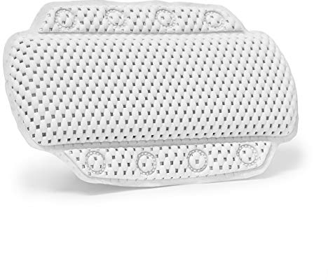 Relaxdays Nackenkissen Badewanne, Badewannenkissen mit 8 Saugnäpfen, Nackenstützkissen weich, PVC, HBT: 20x30x5cm, weiß