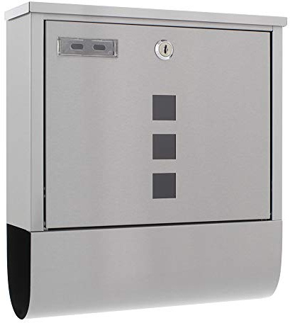 Profirst Mail PM 750 Briefkasten Edelstahl Zylinderschloss 2 Schlüssel Zeitungsrolle Wandbriefkasten Sichtfenster Namensschildhalter inkl. Befestigungsmaterial