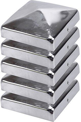 Lot de 5 capuchons de poteau pyramide en acier inoxydable 71 x 71 mm