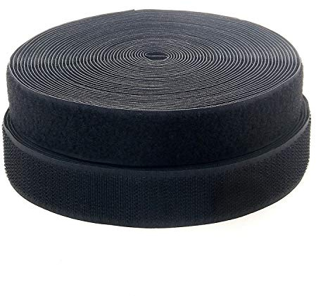 TUKA Scratch sytejp, 12 meter x 50 mm, icke-självhäftande krok- och slingtejp, krok- och slingband för sömnad, tygband, 12 m krok och 12 m spänne, svart, TKB5034 svart