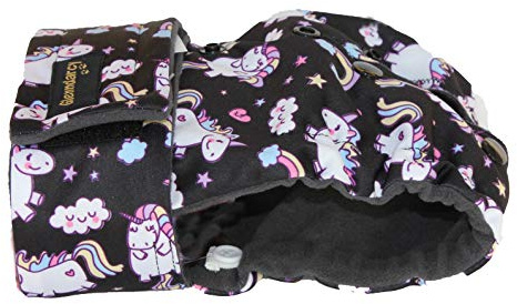 Glenndarcy Hündin Windel - Verstellbare Flexi-Hose - (Size Large to XXL Pants & 2 Washable Pads, Unicorns)