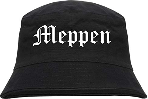 Meppen Fischerhut - Altdeutsch - Bedruckt - Bucket Hat Anglerhut Hut Schwarz L/XL
