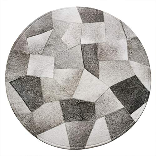 Runde Grau Kuhfell Teppiche Patchwork kuhfell Decke Deko Kuhhaut Teppiche for Wohnzimmer Schlafzimmer Kinder-Zimmer Modern Design Home Decor