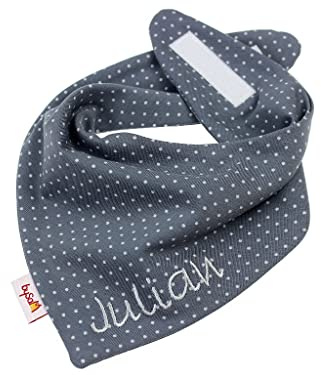Jersey - Halstuch mit Namen personalisiert * Pünktchen dunkelgrau * Sabbertuch