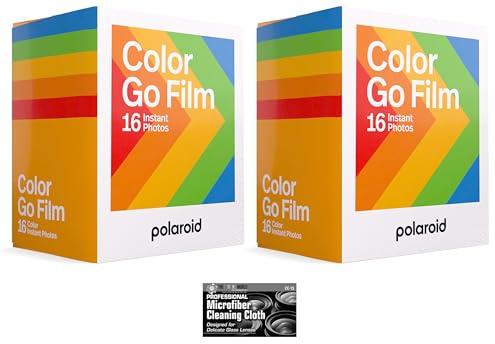 Polaroid Originals Go Instant Lot de 2 Paquets de Films Couleur pour Appareil Photo Polaroid GO avec Chiffon (32 Photos)