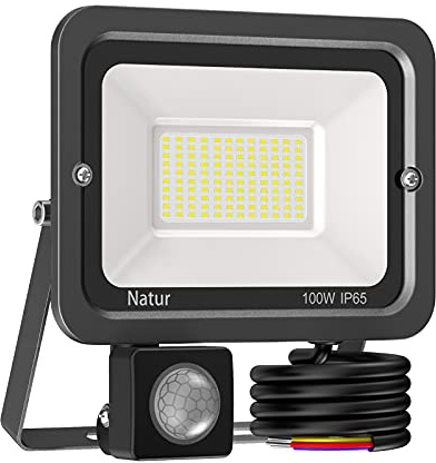 bapro 100W 10000LM Projecteur LED Detecteur Mouvement Exterieur, IP65 Imperméable Eclairage Exterieur LED Avec Detecteur, 3000K Blanc Chaud Phares Pour Jardin Terrasse Garage Patio Grange Cour