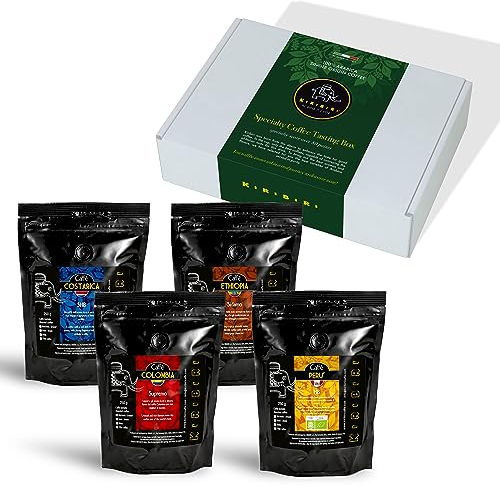 KIRIBIRI Caffè Specialty Monorigine 100% Arabica - Confezione 4 x 250g Macinato per Moka - Colombia, Costa Rica, Perù Biologico, Etiopia