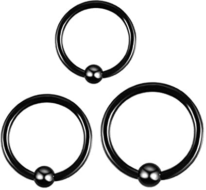 Homxi Piercing Nariz 3 Piezas,0.7mm Piercings Cejas Calibre 20 Pendientes Acero Quirurgico Hombre Redondo con Bola Pirsings Nariz Negro