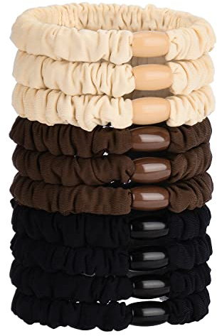 JessLab Élastiques Cheveux en Soie Satin, Lot de 10, Doux Sans Dommage Chouchous pour Queues de Cheval Filles Femmes, Soie