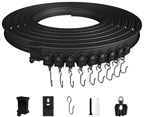 EFUTURETIME EFUTURETIME Riel de Cortinas de Techo, 10 Metros, Pista Flexible Curvado en ABS para Separación de Habitaciones, Cortinas, Dormitorio, Balcón, Oficina, Hotel, Negro