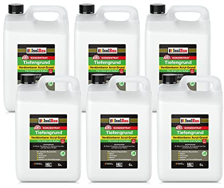 Isolbau 30 L Tiefengrund Konzentrat 1:4 - Verdünnbarer Acryl-Grund für Innen & Außen - Grundierung für Beton, Putz, Gips uvm