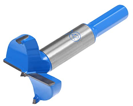 QUARKZMAN 42mm Forstner Bohrer Wolframkarbid Holzlochsäge Schnecken Öffner | 1 Stück, Blau Grau, für Möbel Kunststoff Türscharnier