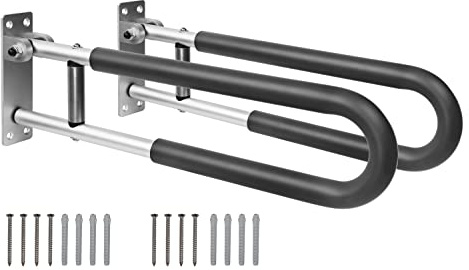 PEPE Mobility WC Haltegriff klappbar gepolstert 58 cm, Aluminium (2 Stück) | Stützklappgriff für Toilette und Badezimmer, Wandstützgriff zur Wandmontage, Aufstehhilfe für Behinderte, Bis 100 kg