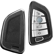 ontto Schlüsselhülle Passt für BMW X1 X3 X5 X6 X7 1er 3er 5er 6er 7er G20 G30 G11 F15 F16 G01 G02 F48 Autoschlüssel Hülle TPU Silikon Schlüsseletui Schutzhülle Schlüsselanhänger 4 Taste-Leder Silber