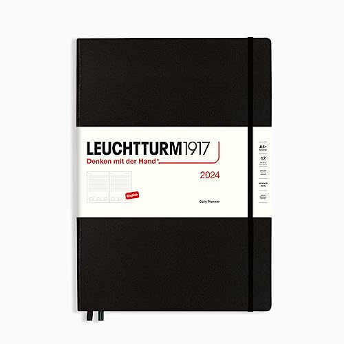 LEUCHTTURM1917 367874 Tageskalender Master (A4+) 2024, Schwarz, Englisch, 12 Monate